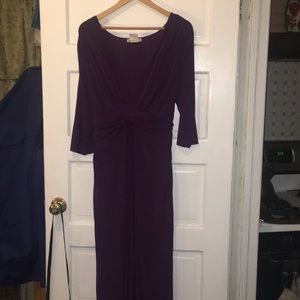 Three-quarter Sleeve Knotted Maxi Dress